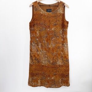 Vintage 90's Carol Little 100% Silk Dress in Brown Size 10 Grunge Boho